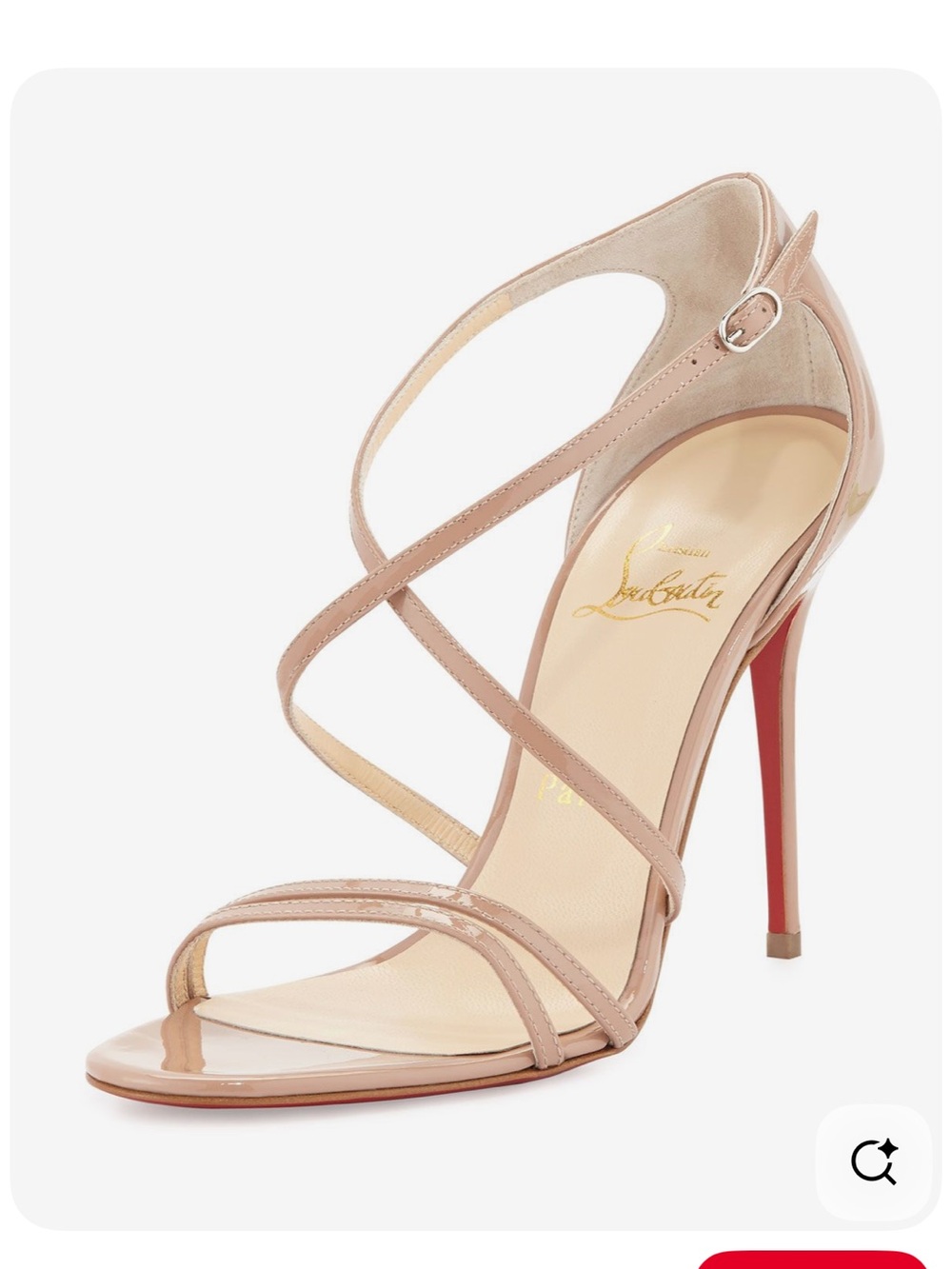 Christian Louboutin Blush Patent Leather Strappy High-Heel Sandals with Red Sole